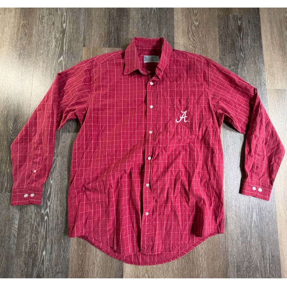 Campus Specialties Alabama Crimson Tide Mens Size M Red Grid Button Down Shirt